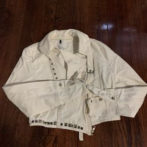 Like New Pencey Off White Studded Cropped Jacket M
